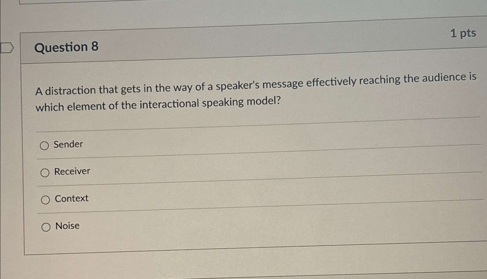  Question 8 1 pts A distraction that gets in the way
