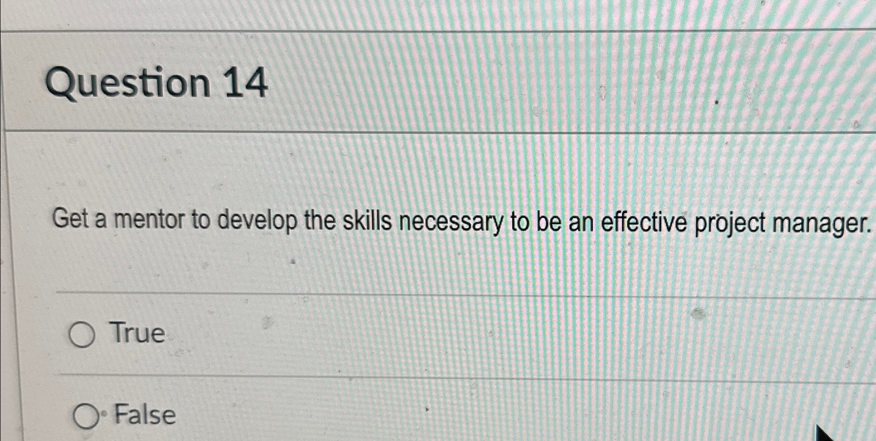  Question 14 Get a mentor to develop the skills necessary to