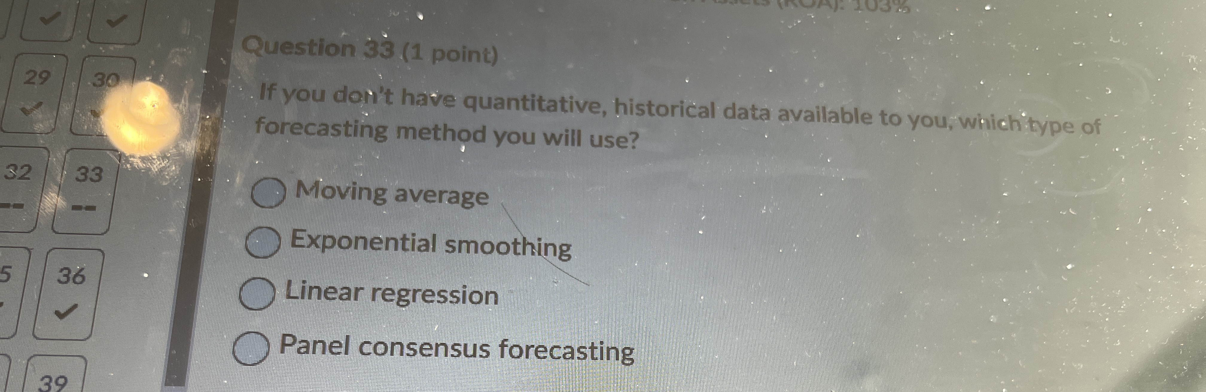  Question 33(1 point) If you don't hate quantitative, historical data available
