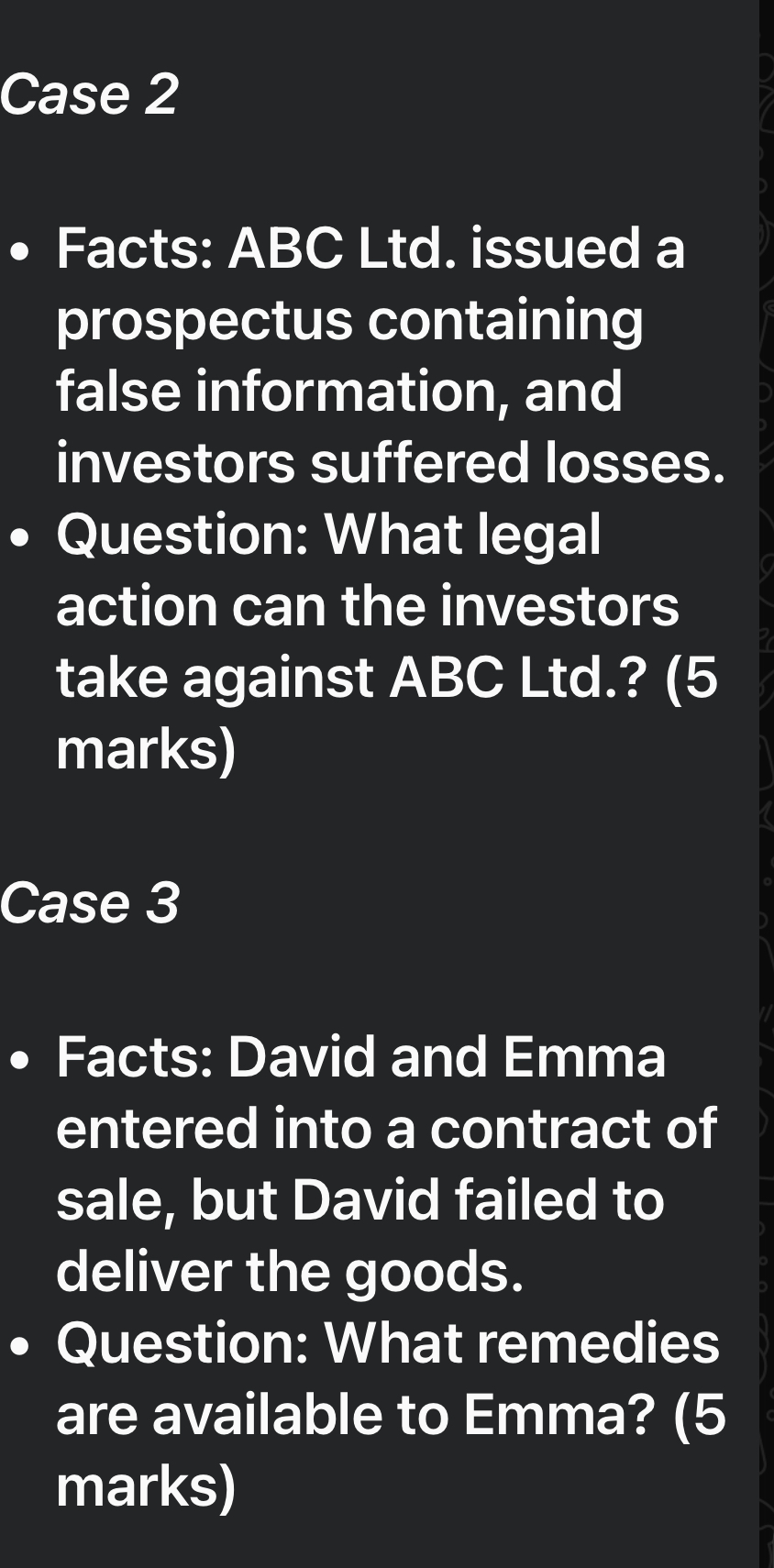  Case 2 Facts: ABC Ltd. issued a prospectus containing false information,