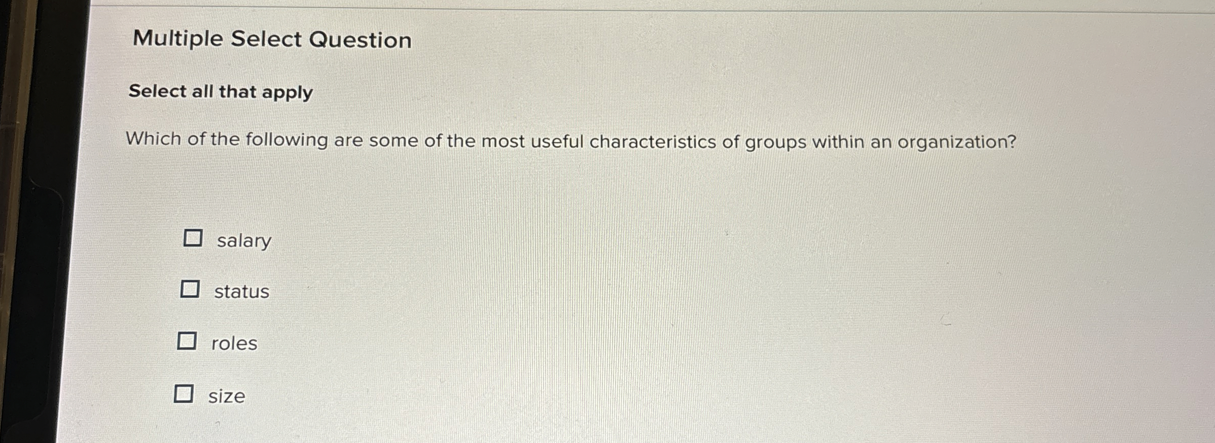  Multiple Select Question Select all that apply Which of the following