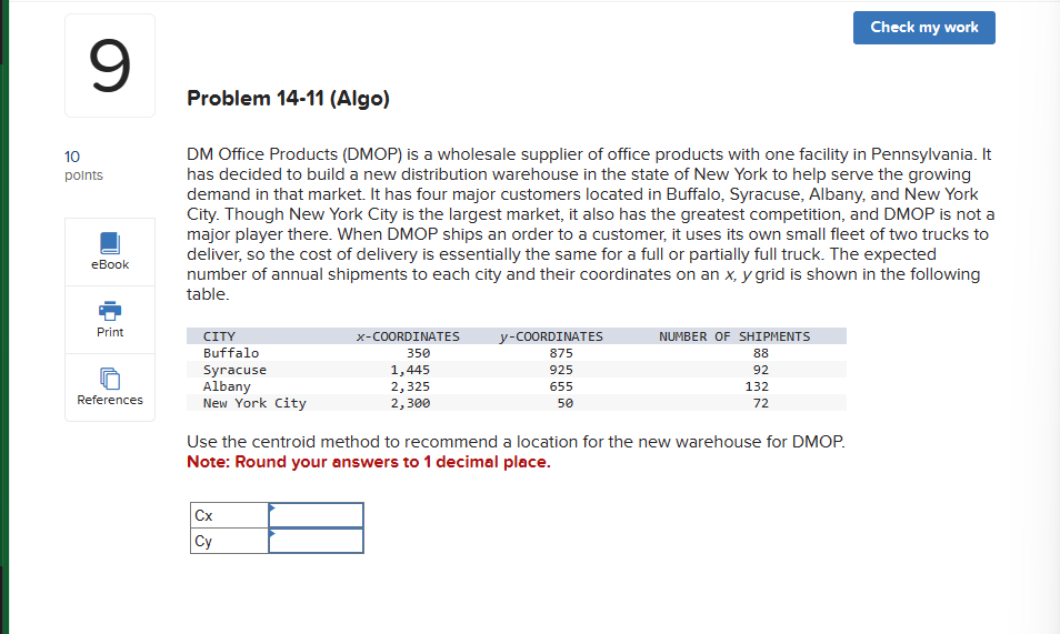  Problem 14-11(Algo) DM Office Products (DMOP) is a wholesale supplier of