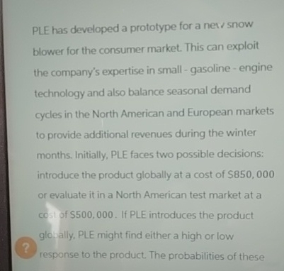  PLE has developed a prototype for a net snow blower for