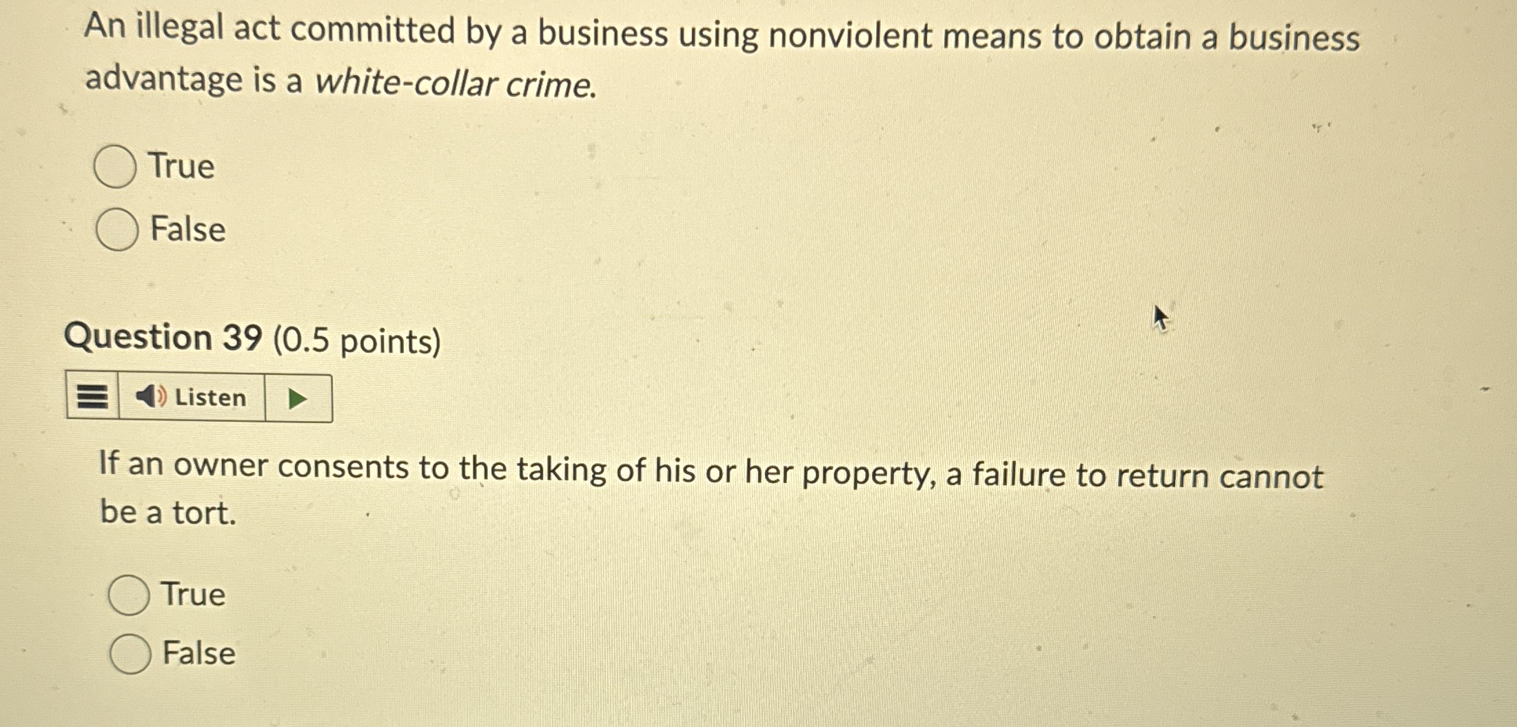  An illegal act committed by a business using nonviolent means to