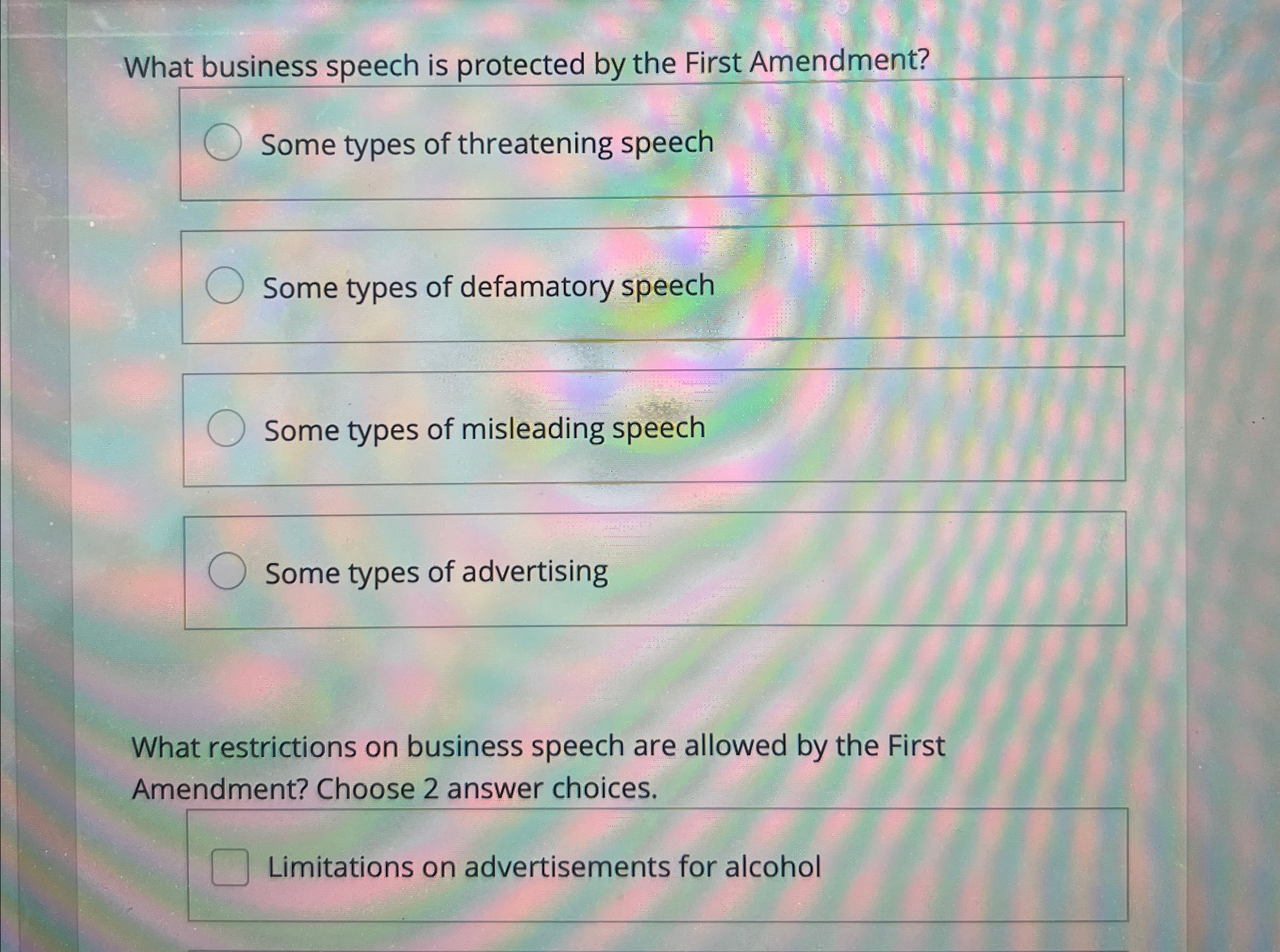  What business speech is protected by the First Amendment? Some types