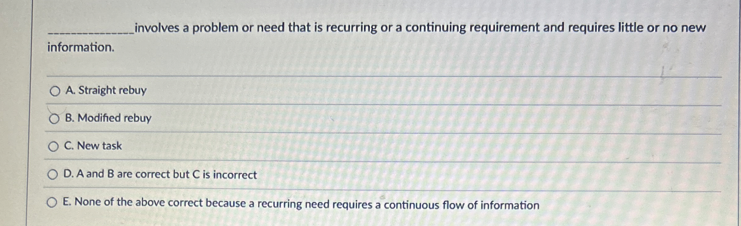  information. involves a problem or need that is recurring or a