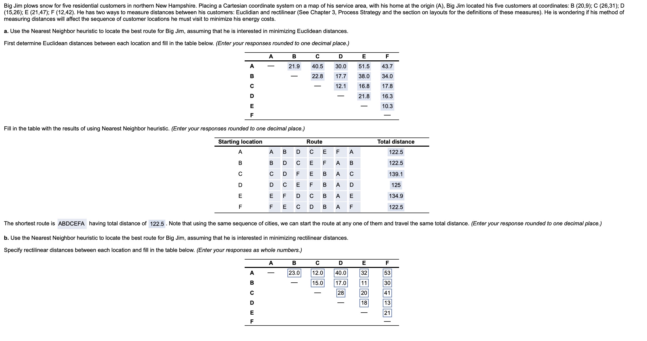  Instructions: solve part B then prepare a table using the nearest