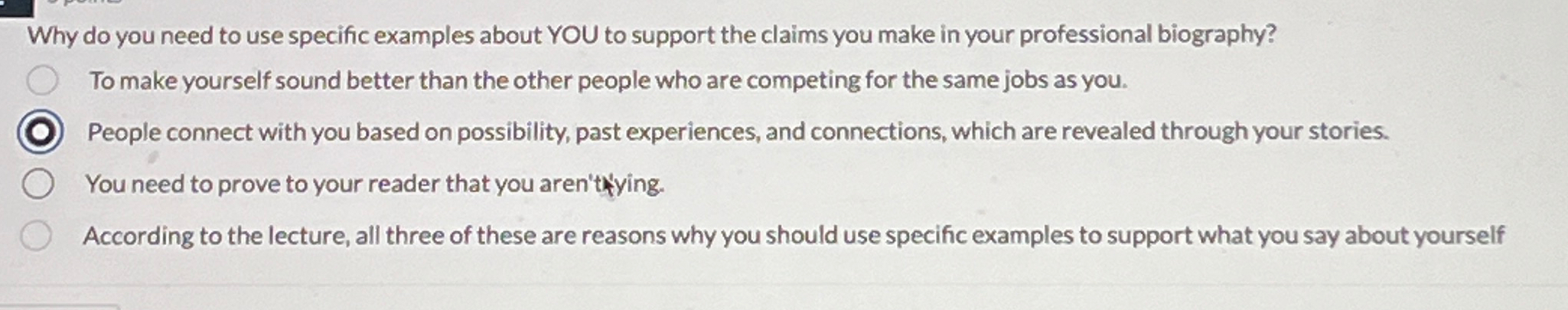  Why do you need to use specific examples about YOU to