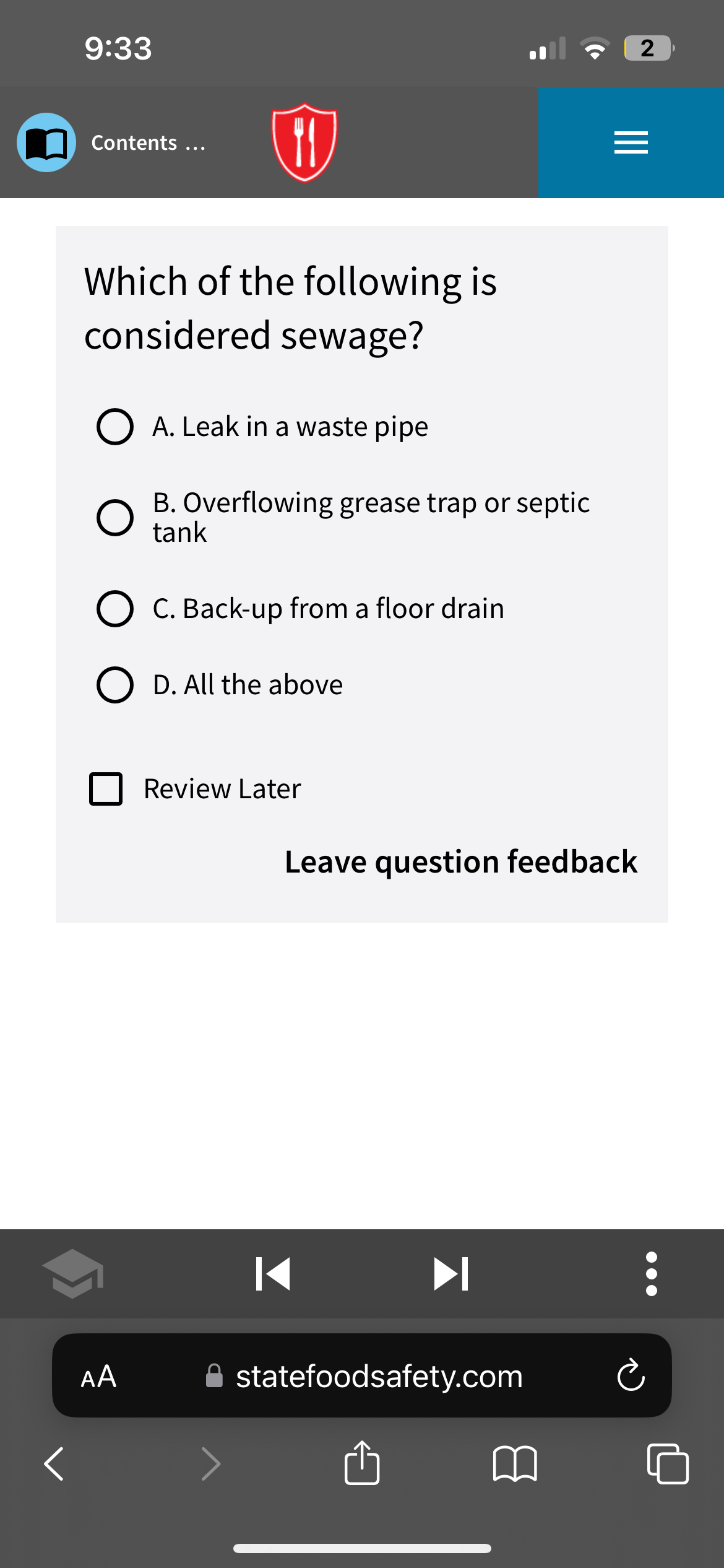  9:33 2 Contents ... (II) Which of the following is considered