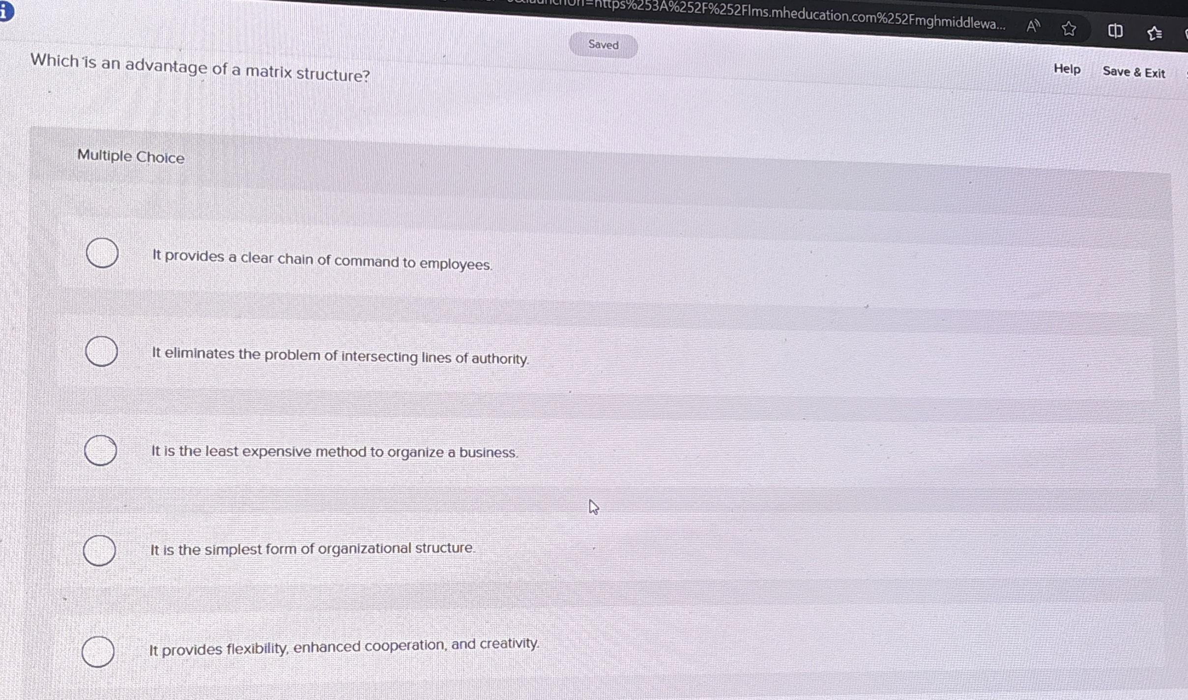  i) Saved Help Save & Exit Which is an advantage of