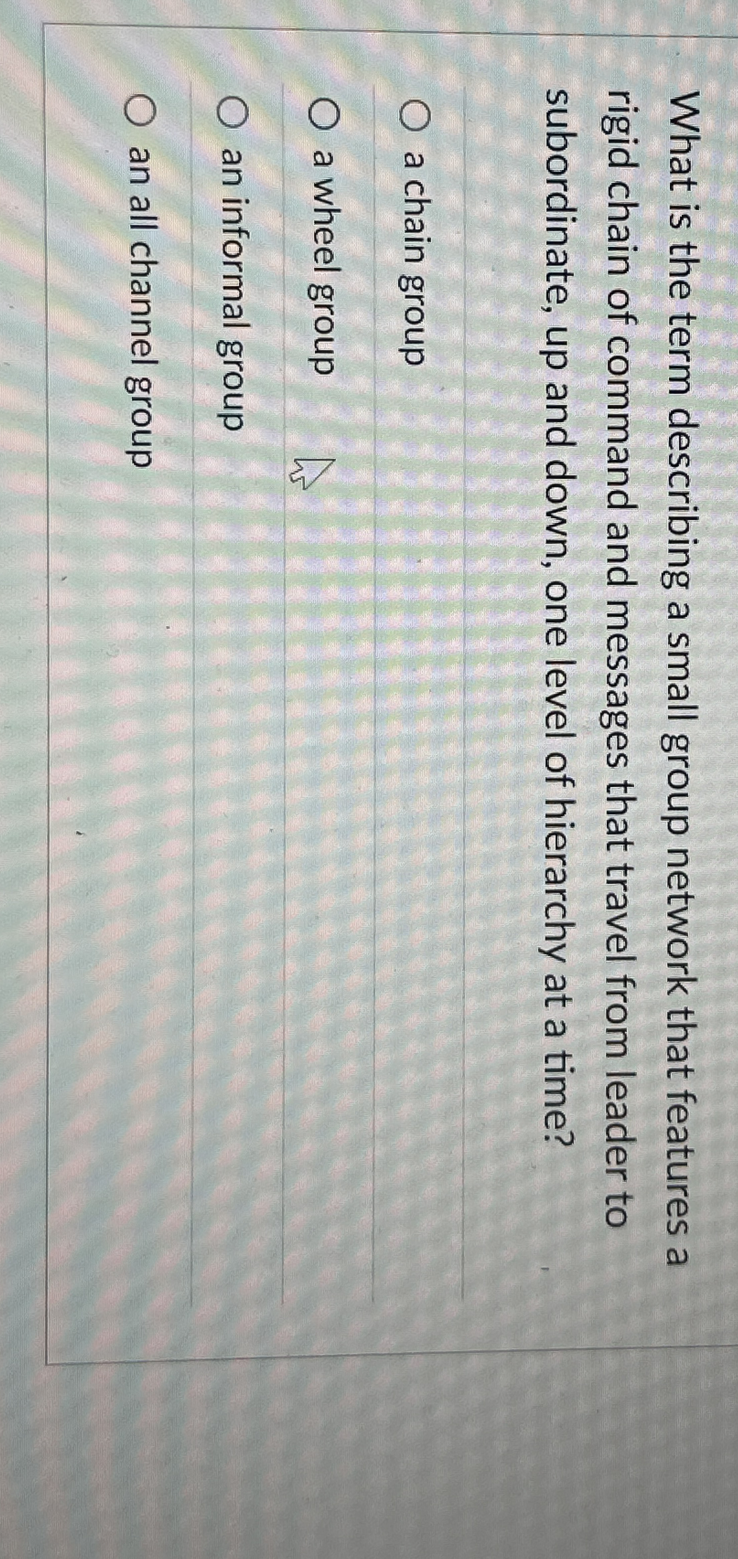  What is the term describing a small group network that features