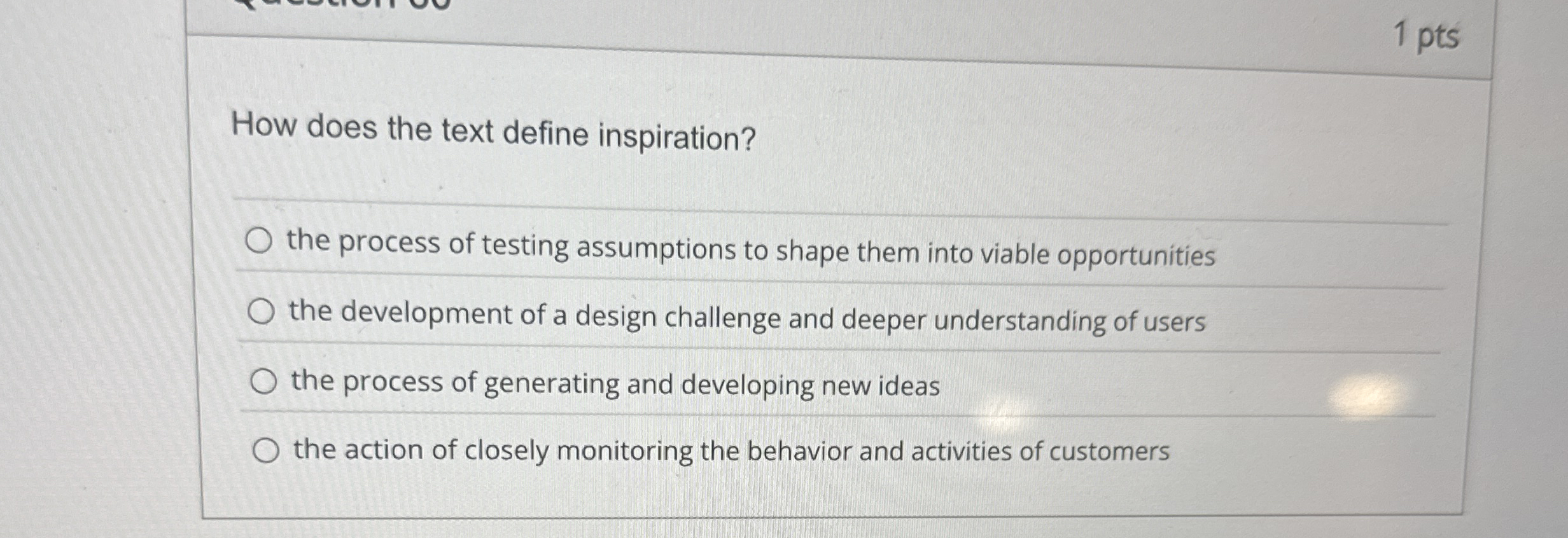  How does the text define inspiration? the process of testing assumptions