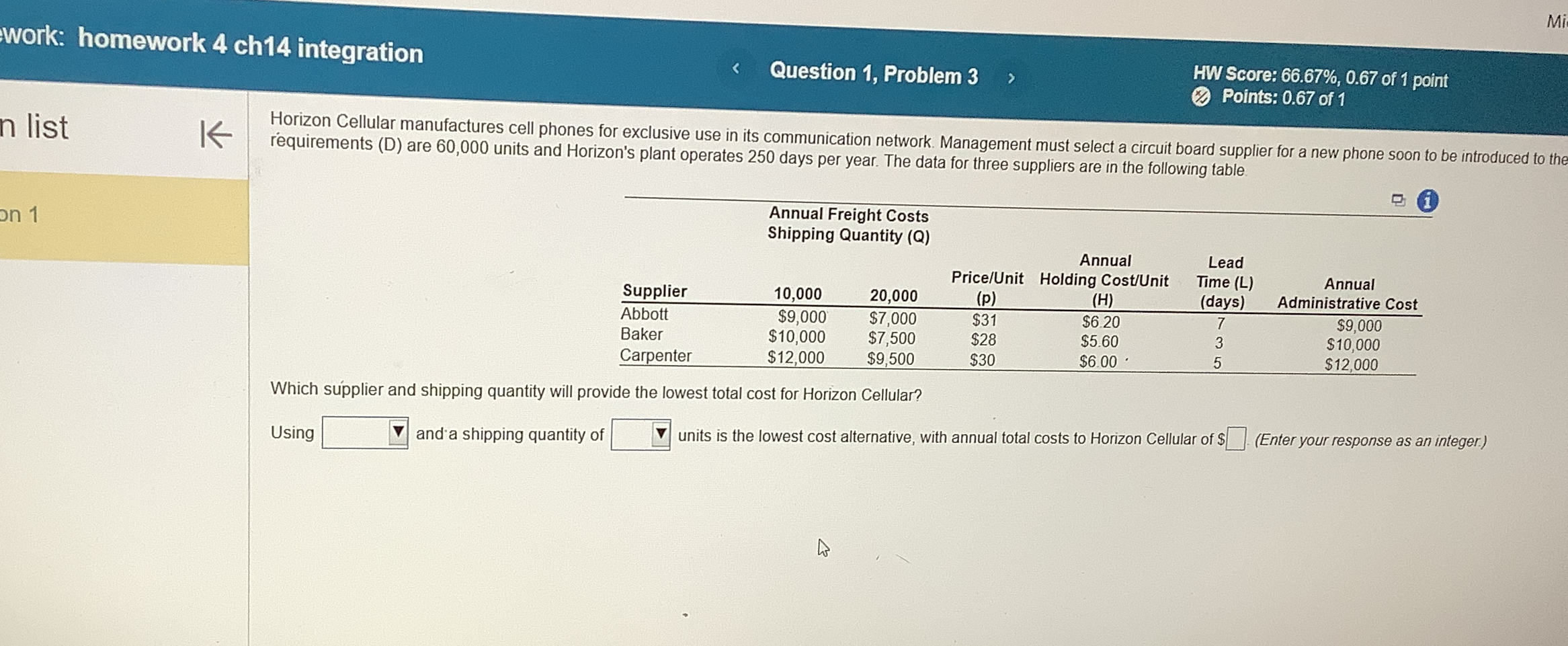  Work: homework 4 ch 14 integration Question 1, Problem 3 HW