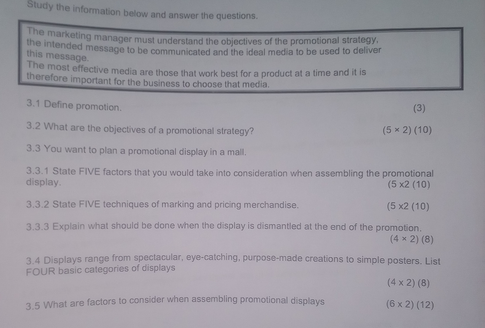  Study the information below and answer the questions. The marketing manager