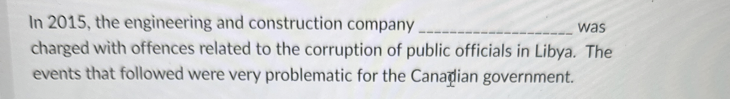  In 2015, the engineering and construction company ____________ was charged with