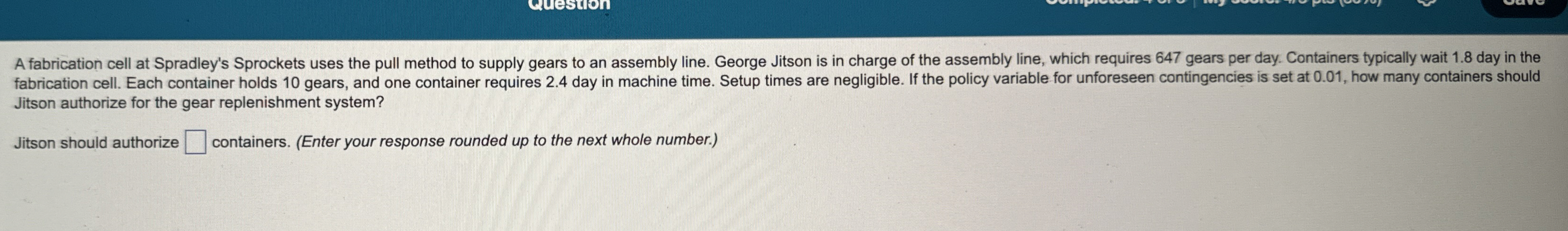  A fabrication cell at Spradley's Sprockets uses the pull method to