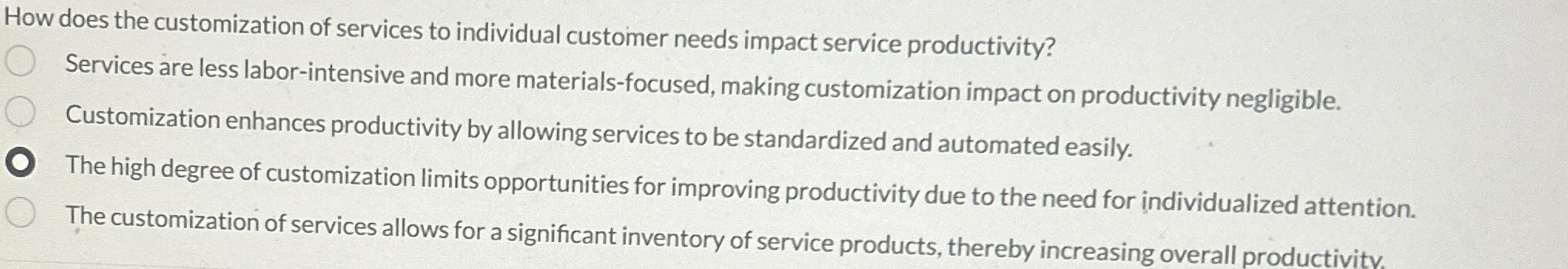  How does the customization of services to individual customer needs impact