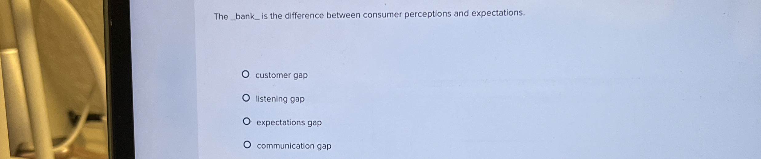  The is the difference between consumer perceptions and expectations. customer gap