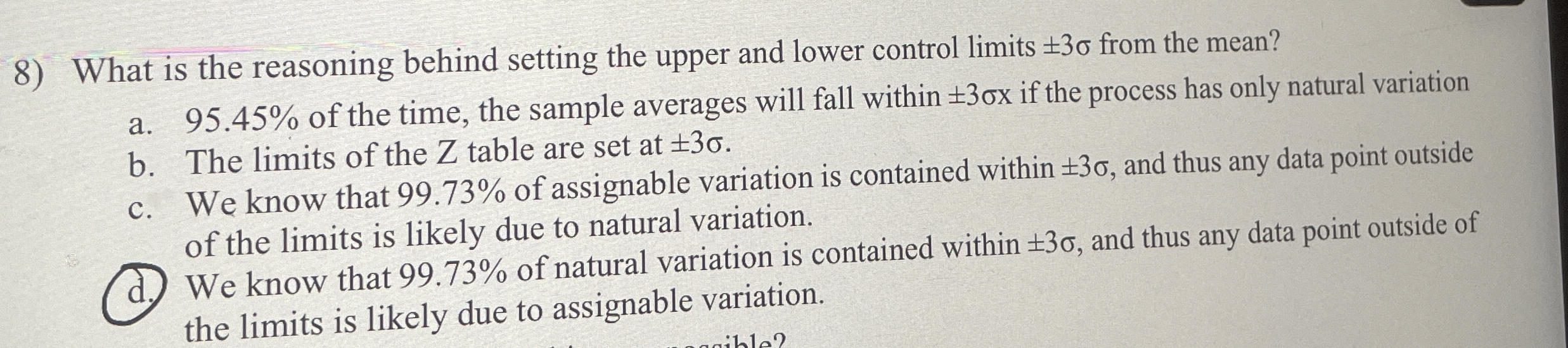  What is the reasoning behind setting the upper and lower control