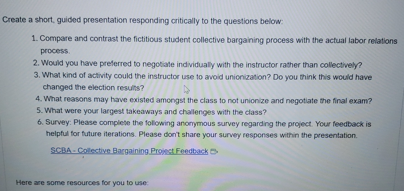  Create a short, guided presentation responding critically to the questions below: