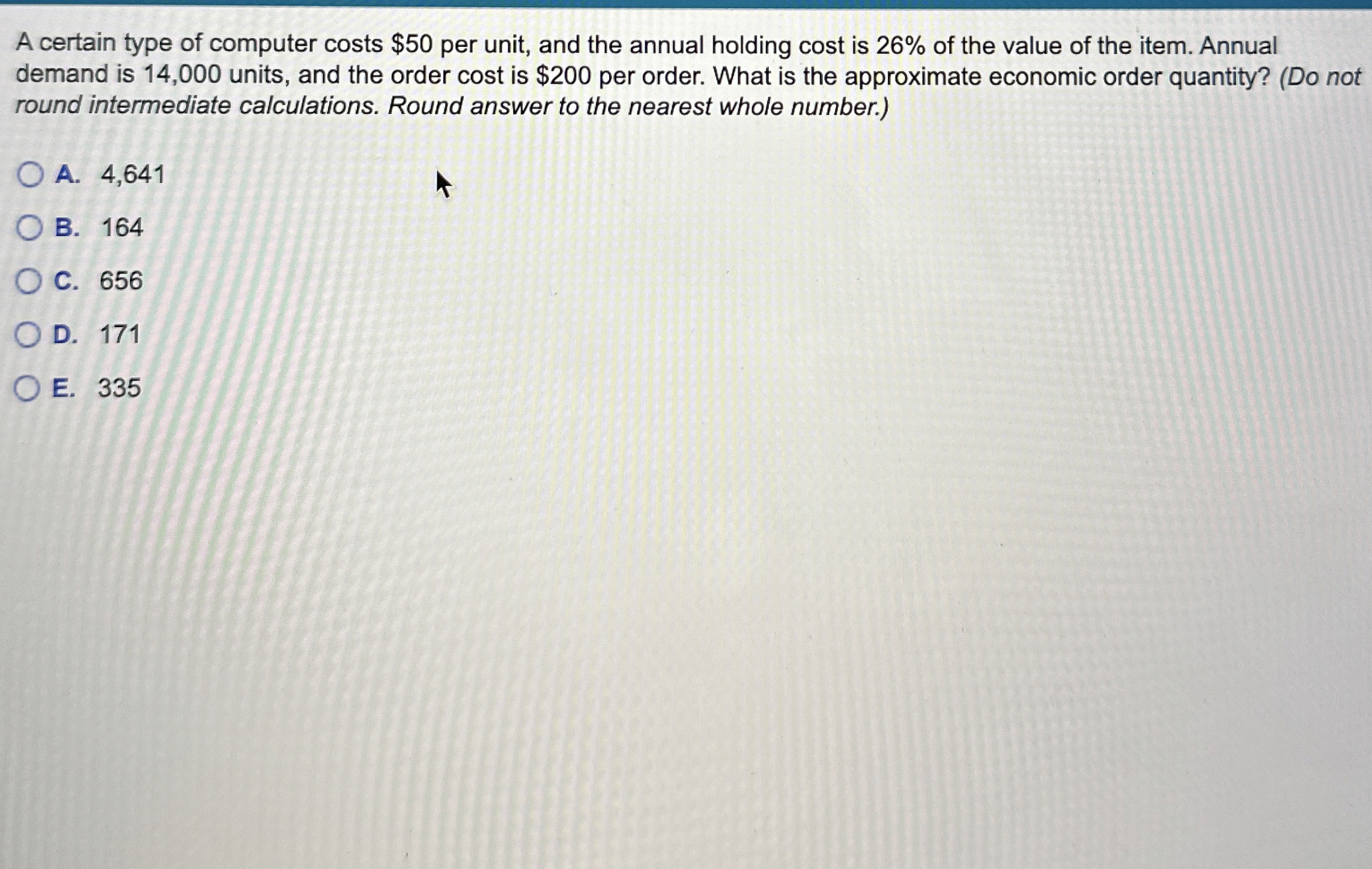  A certain type of computer costs $50 per unit, and the