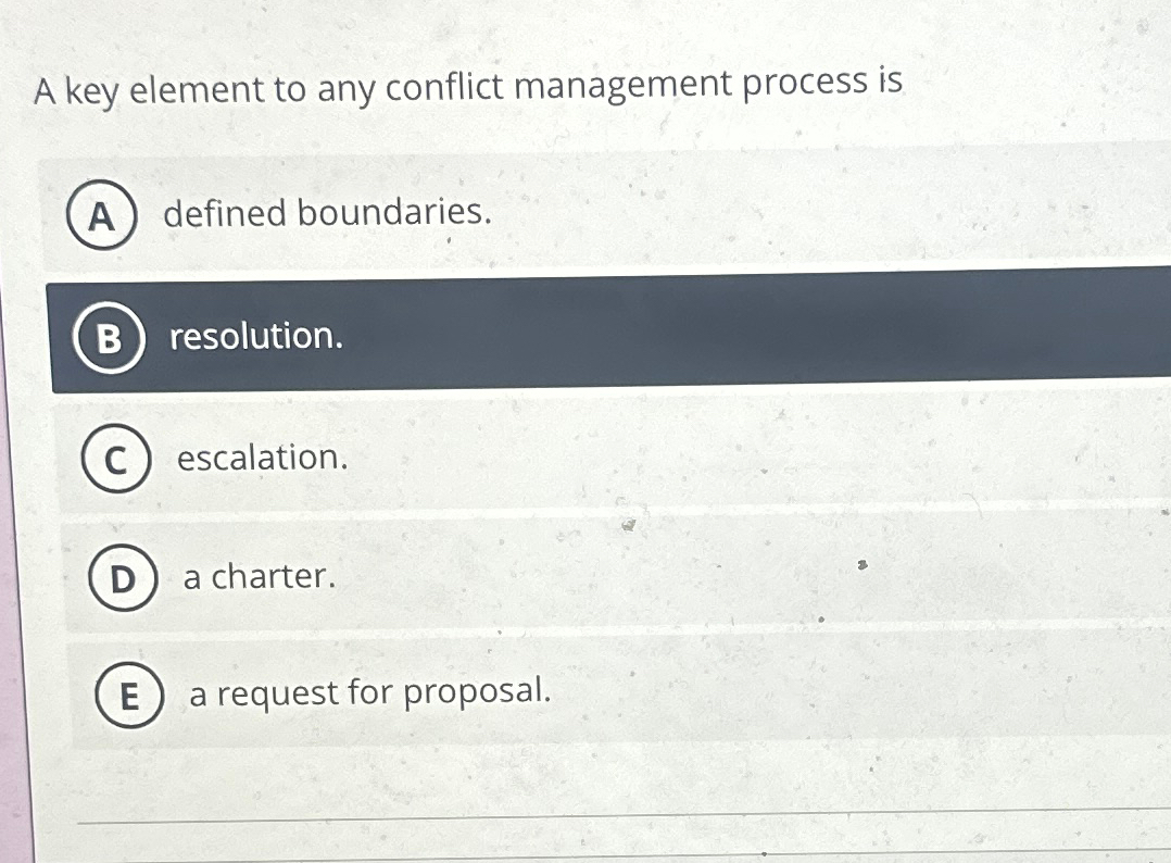  A key element to any conflict management process is defined boundaries.