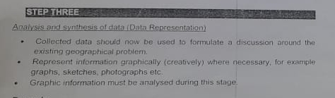  STEP THRREE Analysis and synthesis of data (Data Representation) Collected data