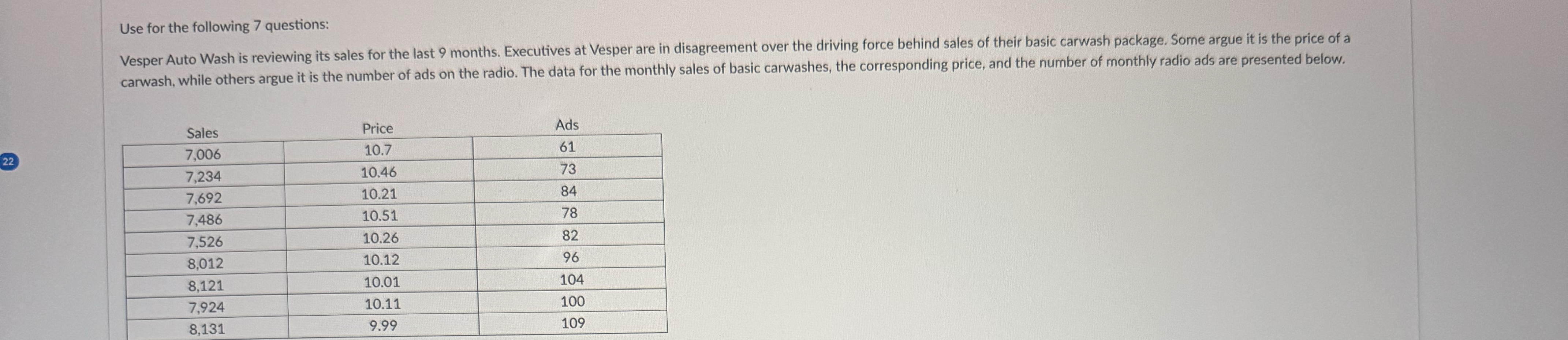  :Question 4What would be the multiple regression equation for examining the