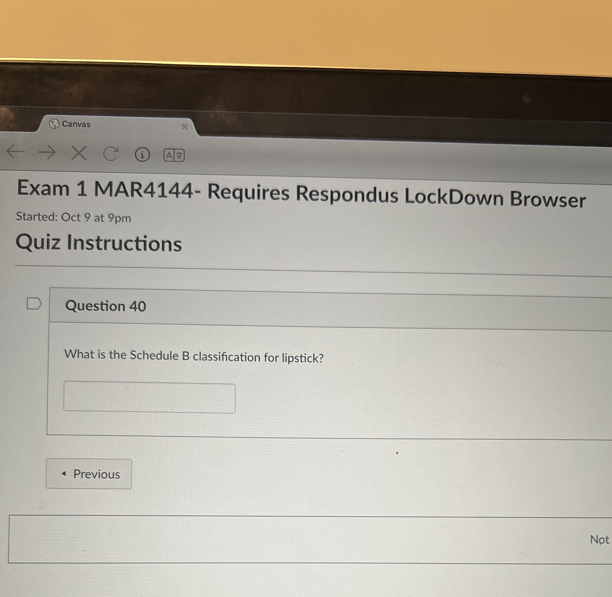  Question 40 What is the Schedule B classification for lipstick? 