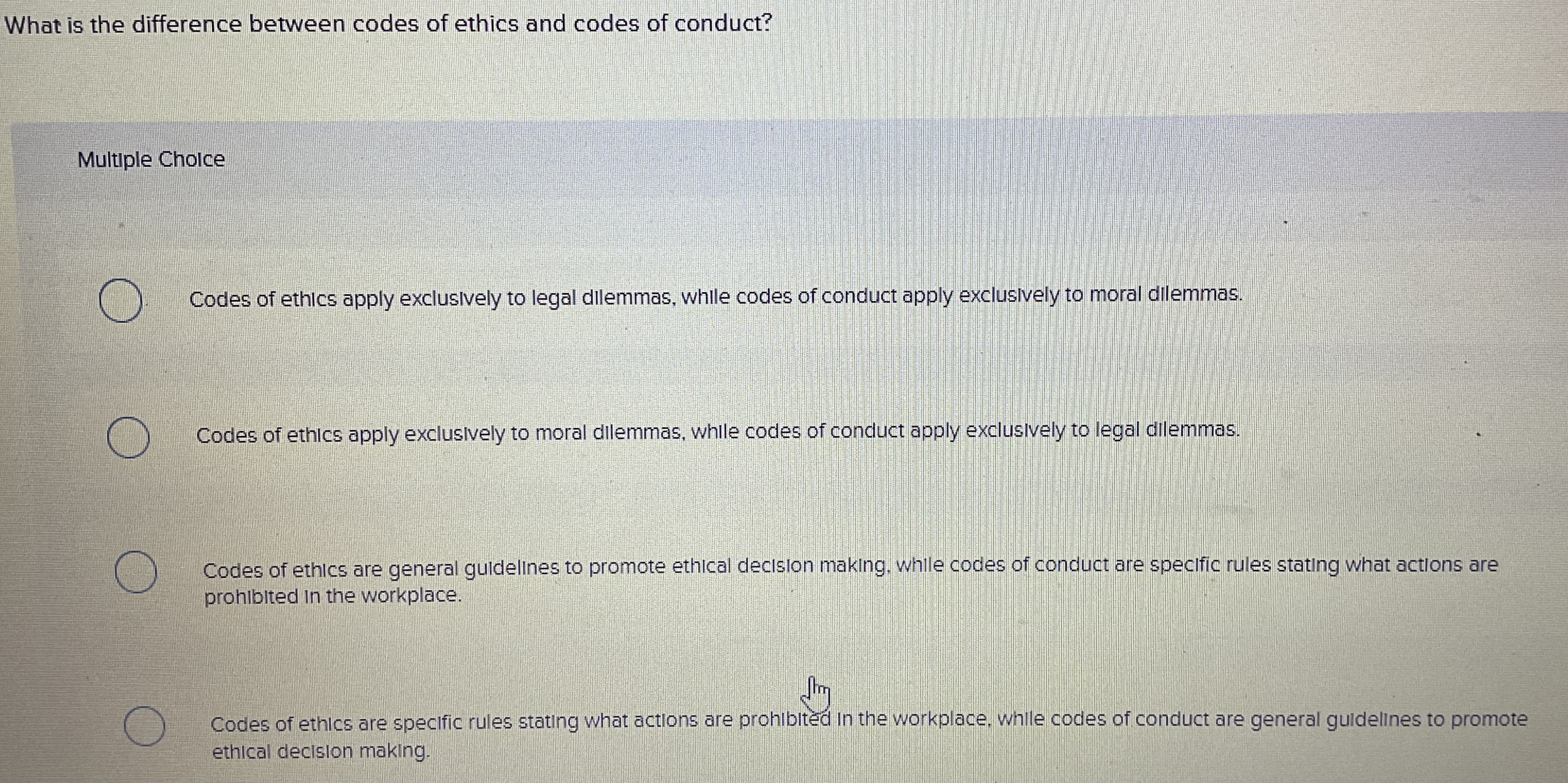  What is the difference between codes of ethics and codes of