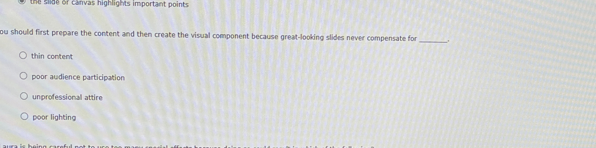  the silde or canvas highlights important points ou should first prepare