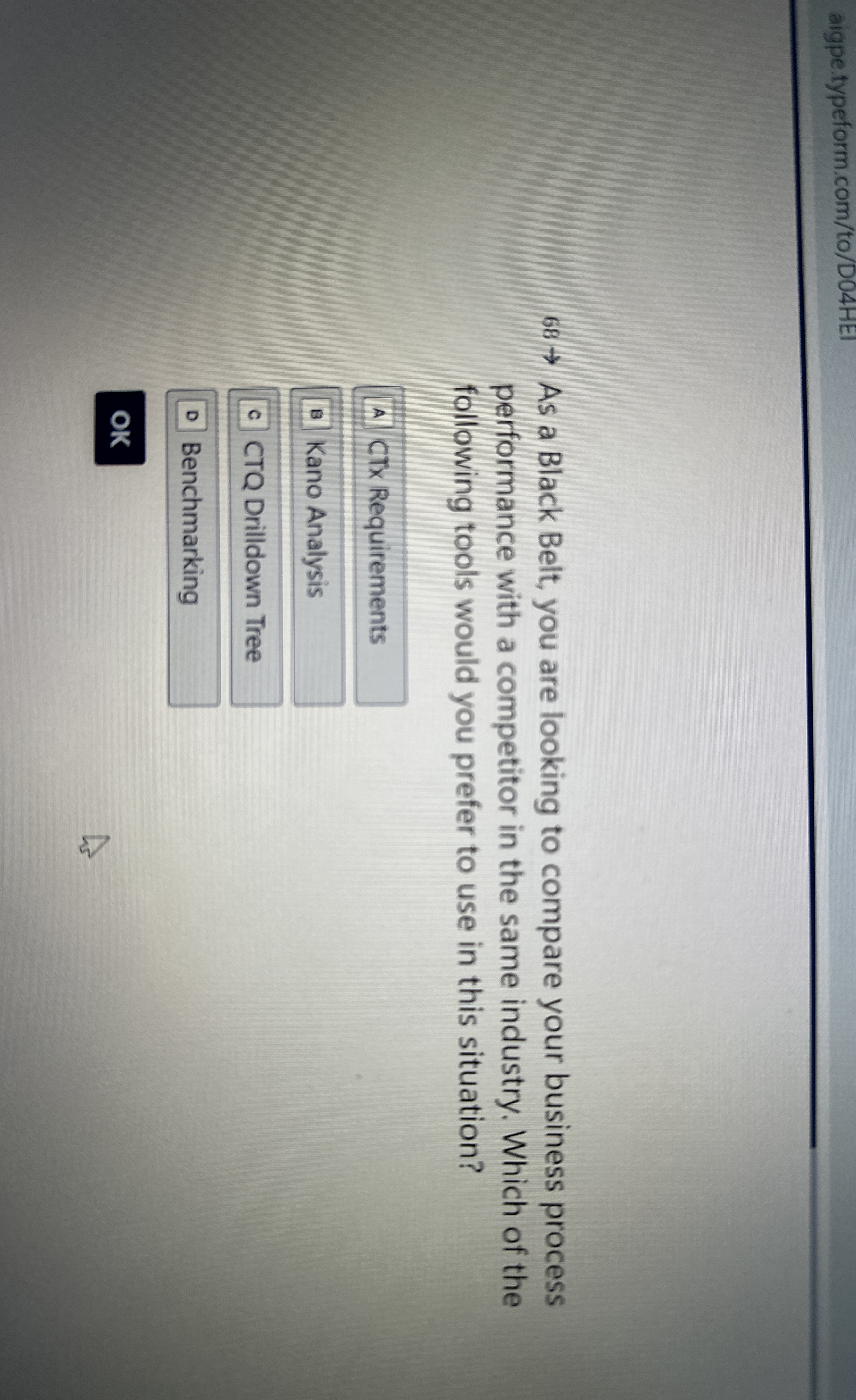  aigpe.typeform.com/to/D04HEl 68 As a Black Belt, you are looking to compare