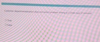  Customer departmentalisation does not restrict problem solving to a single type