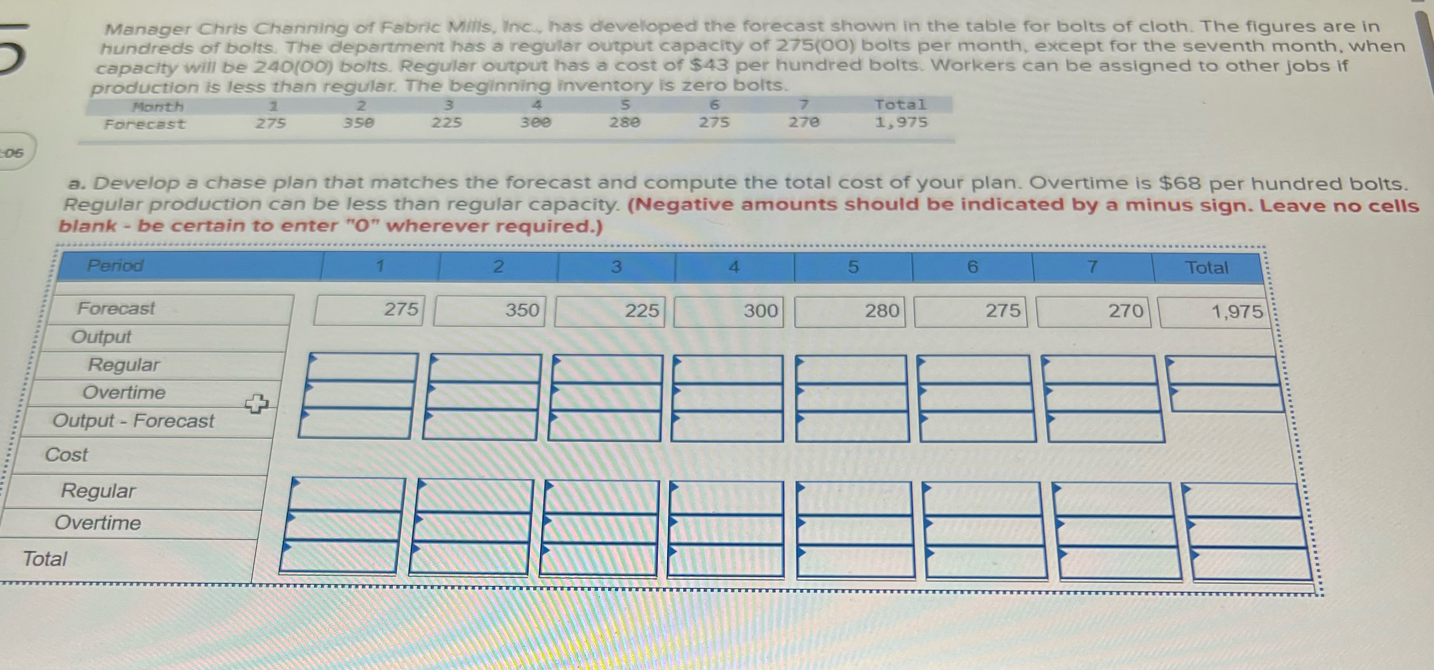  b. Would the total cost be less with full regular production