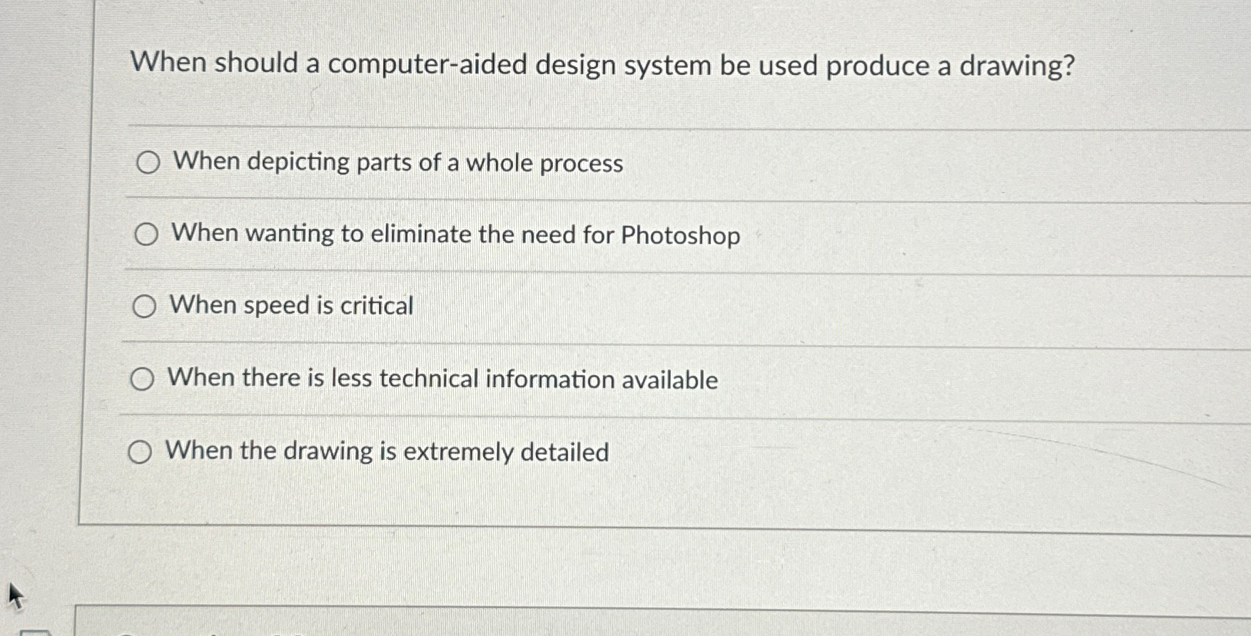  When should a computer-aided design system be used produce a drawing?