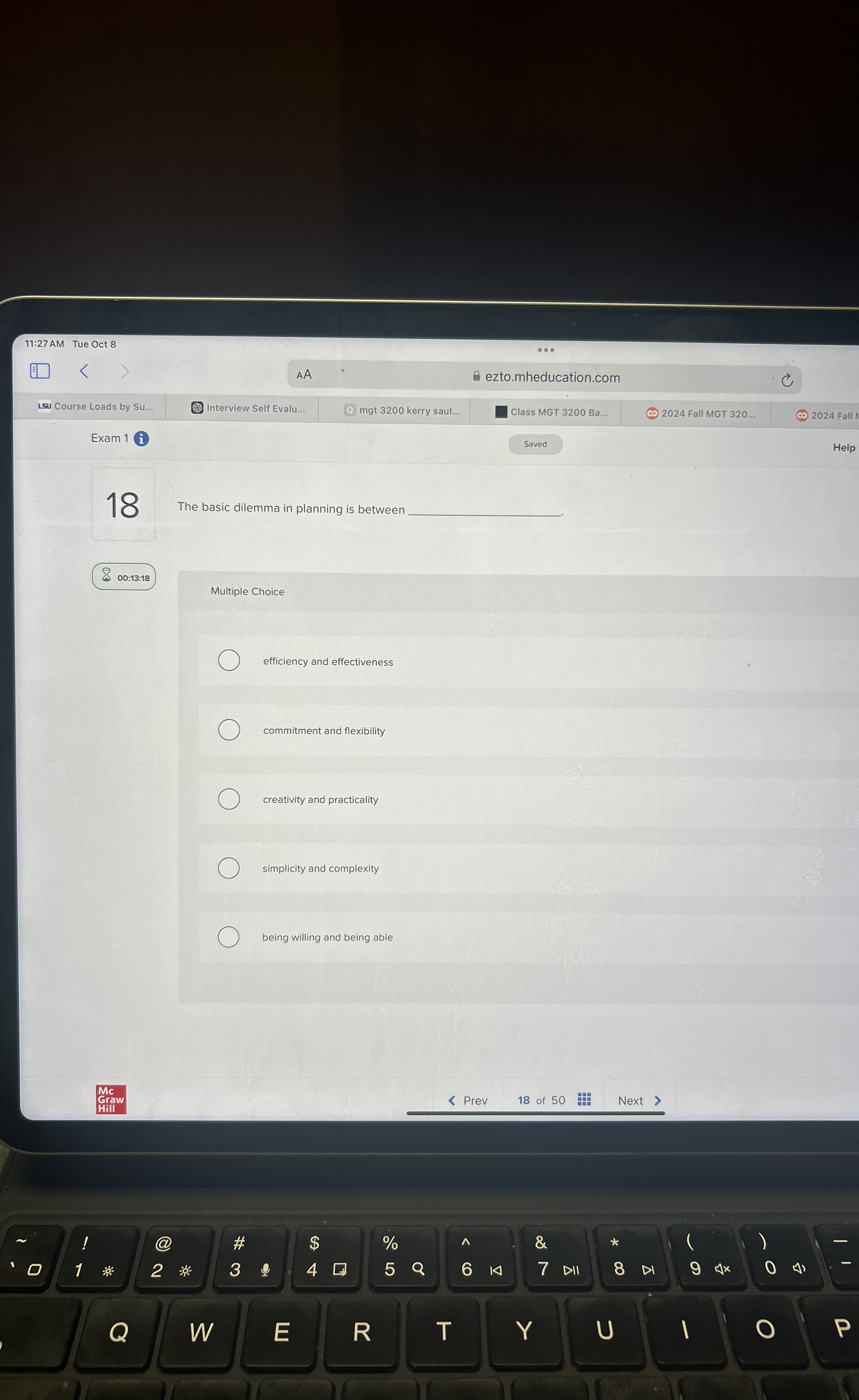  The basic dilemma in planning is between Multiple Choice efficiency and