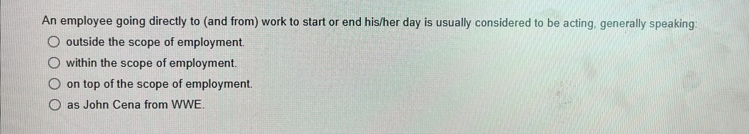  An employee going directly to (and from) work to start or