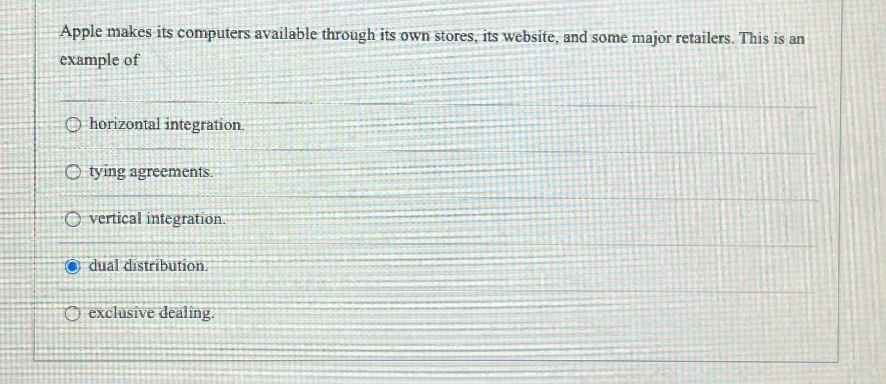  Apple makes its computers available through its own stores, its website,