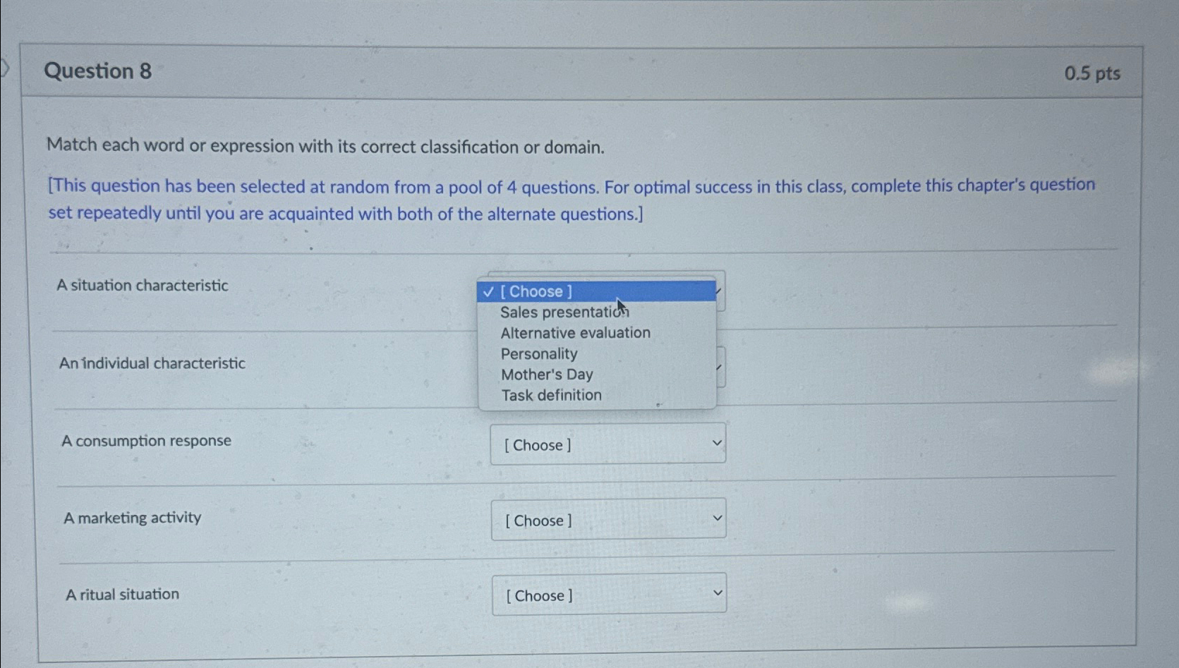  Question 8 0.5pts Match each word or expression with its correct