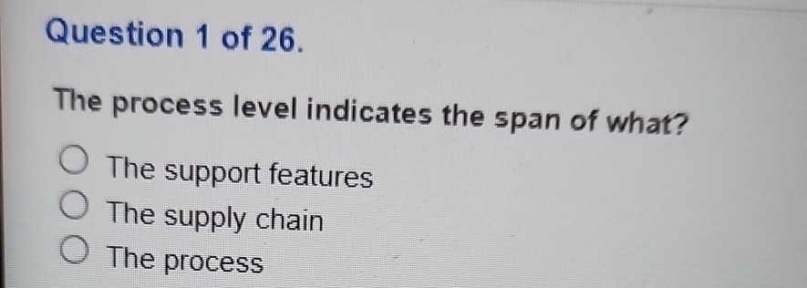  Question 1 of 26. The process level indicates the span of