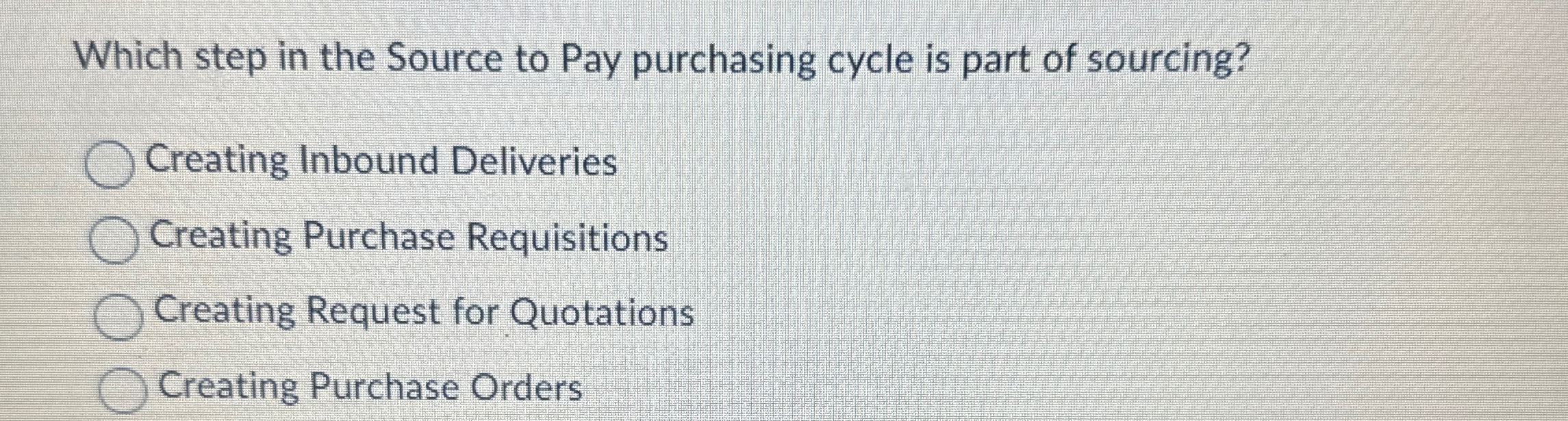  Which step in the Source to Pay purchasing cycle is part