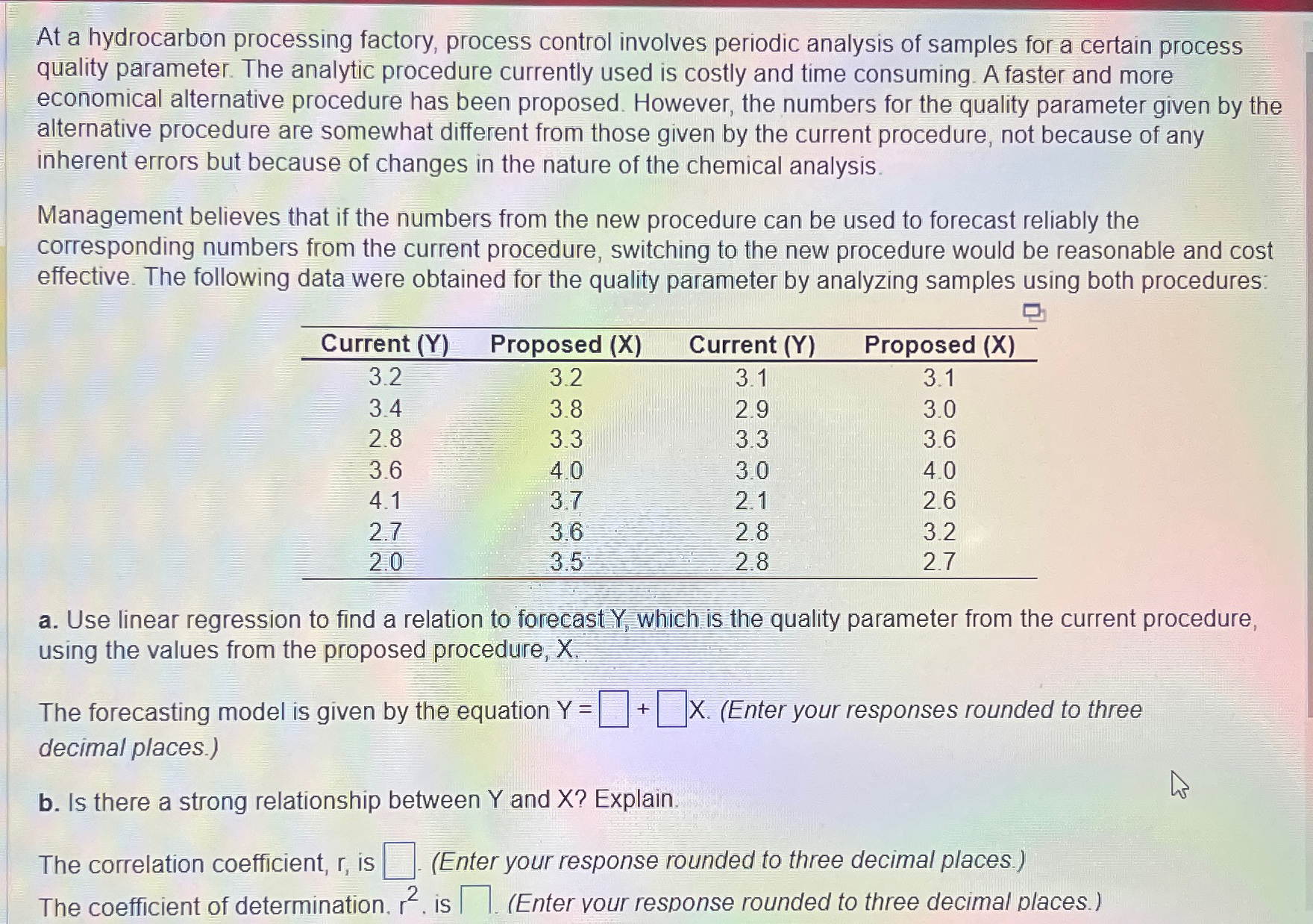  At a hydrocarbon processing factory, process control involves periodic analysis of
