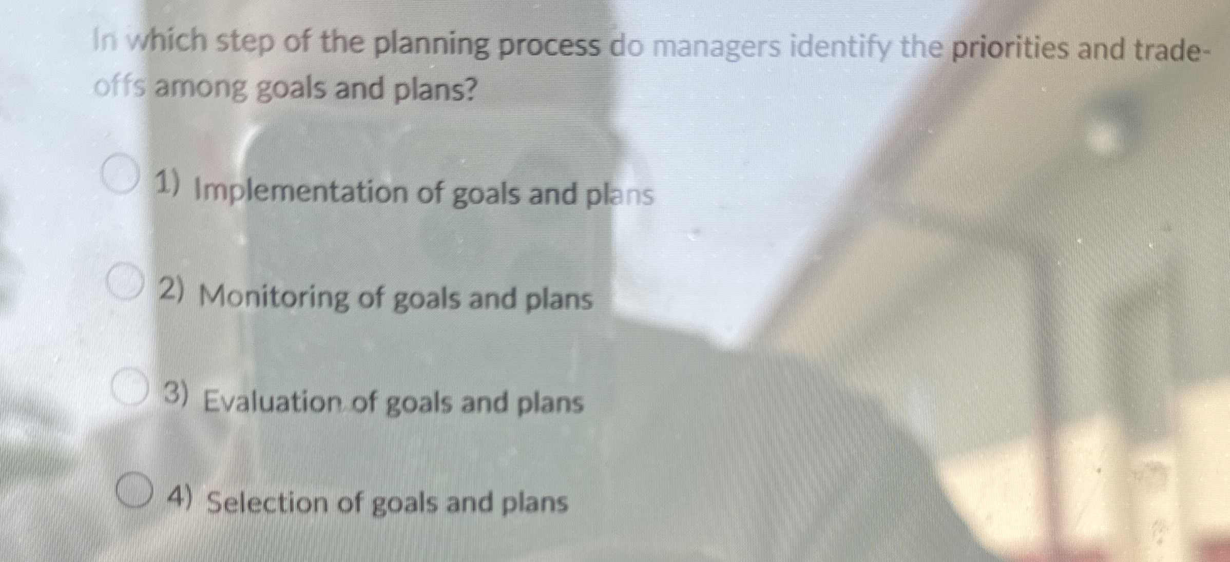  In which step of the planning process do managers identify the