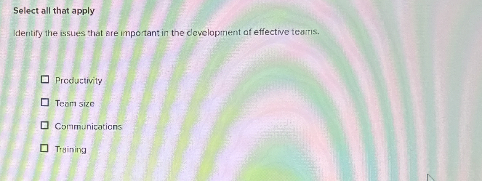  Select all that apply Identify the issues that are important in