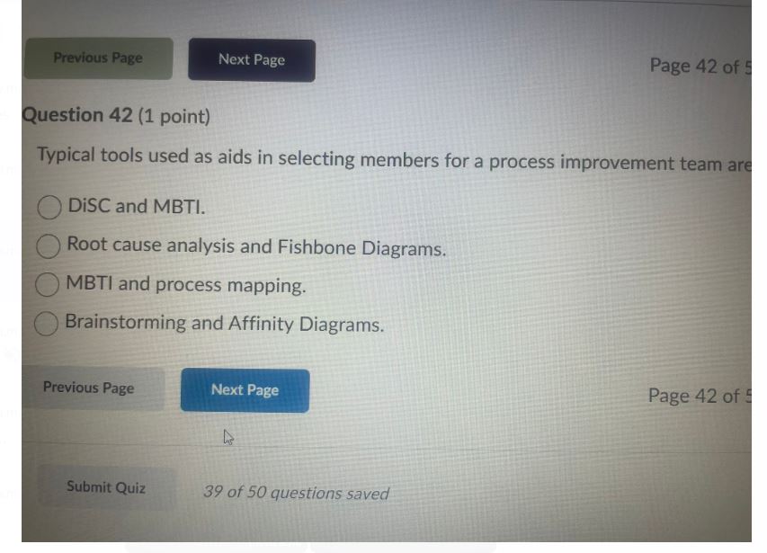  Question 47(1 point)Question 42(1 point) Typical tools used as aids in