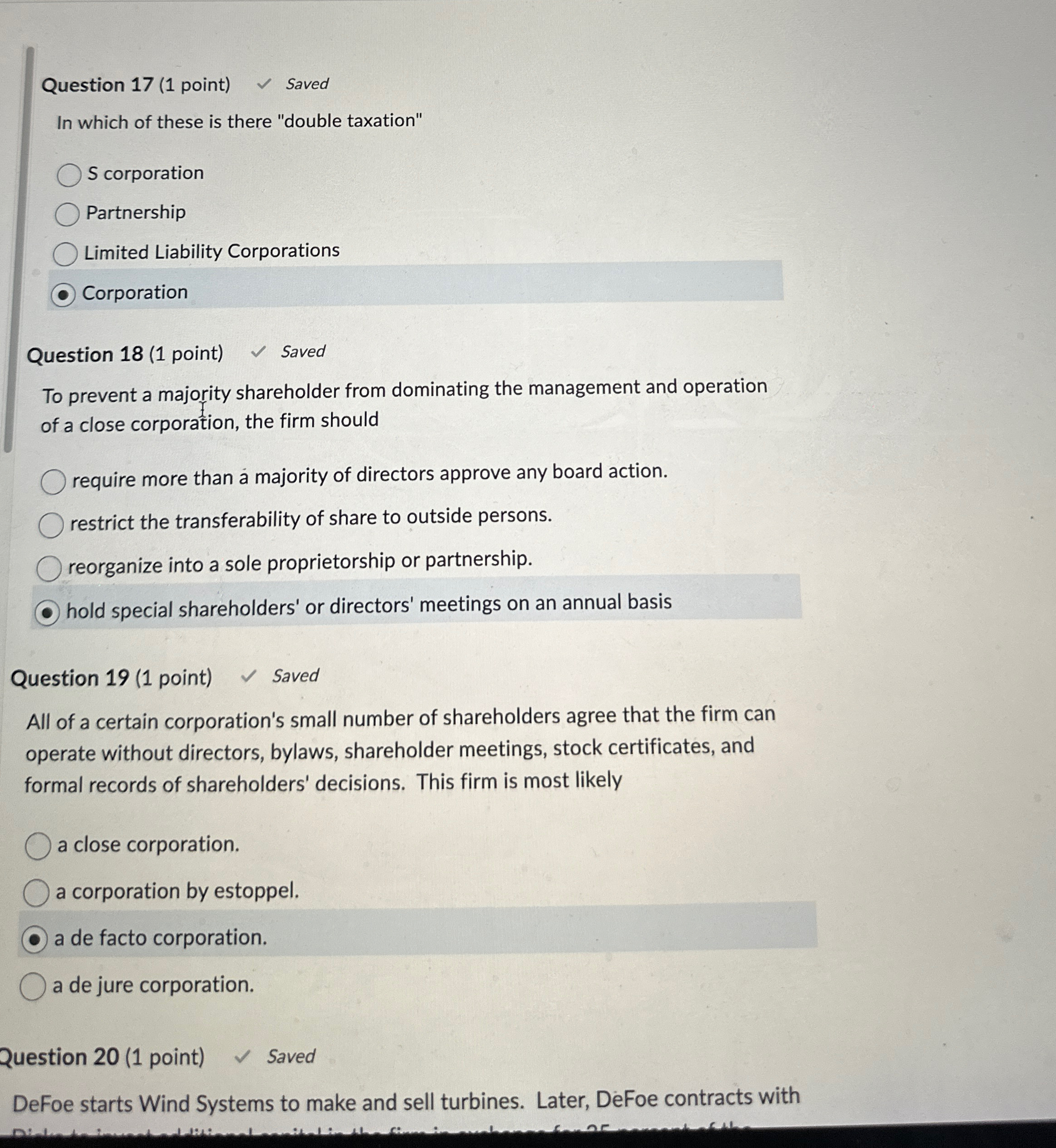  Question 17(1 point) Saved In which of these is there "double