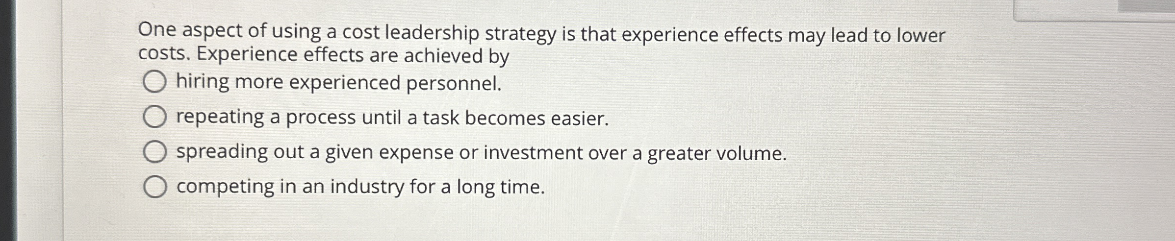  When using a BCG matrix, a business that currently holds a