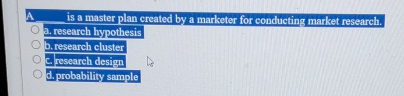  A is a master plan created by a marketer for conducting