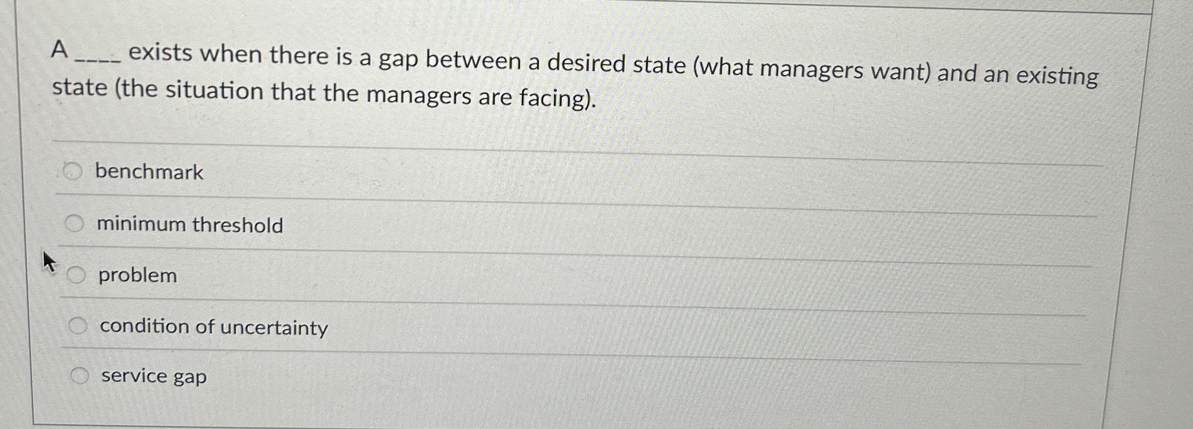  A q, exists when there is a gap between a desired