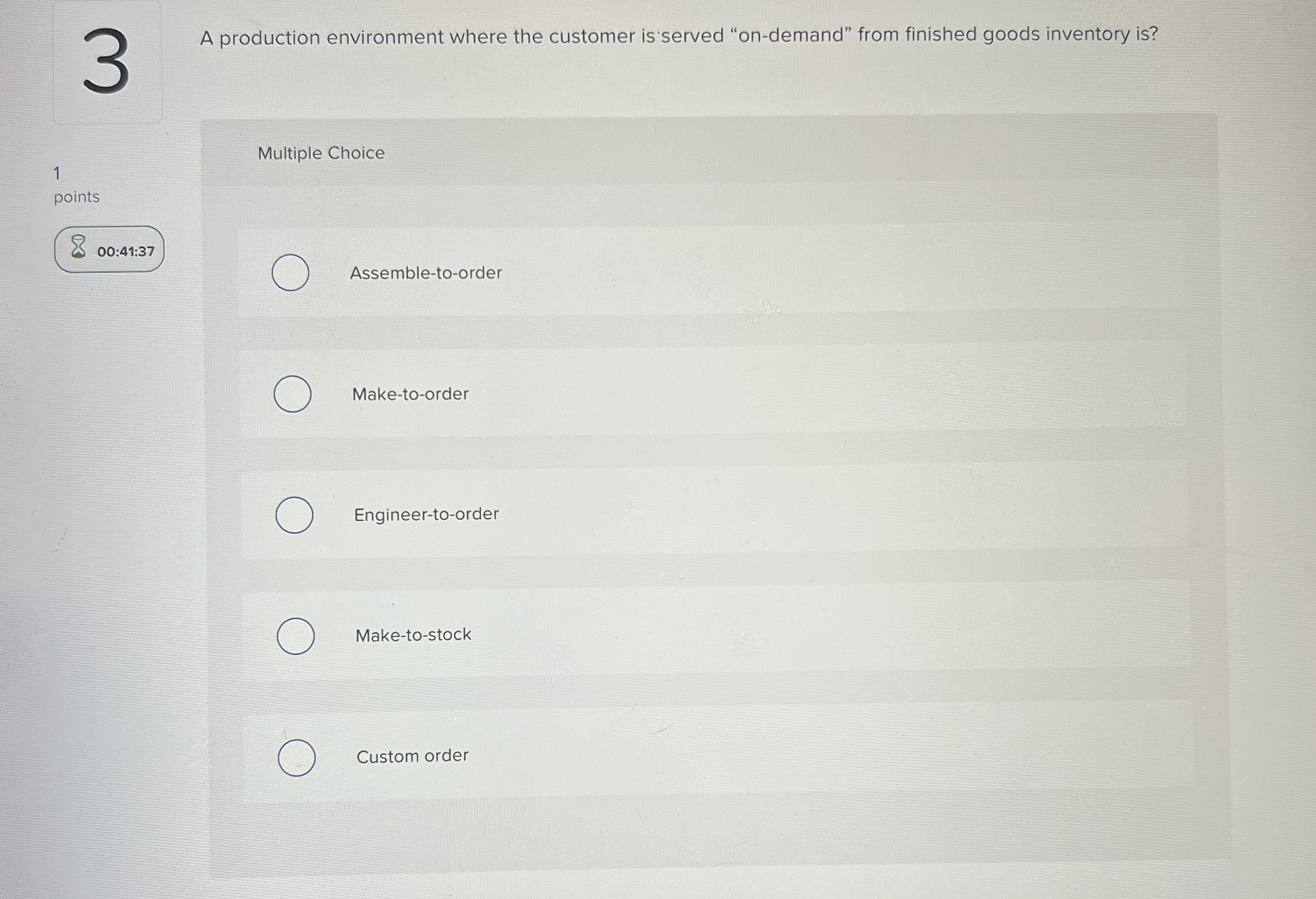  3 A production environment where the customer is served "on-demand" from